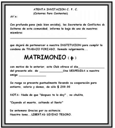 contrato de despediada de soltera