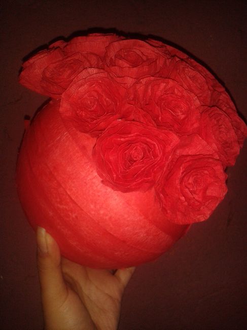 Topiario flores de papel crepe