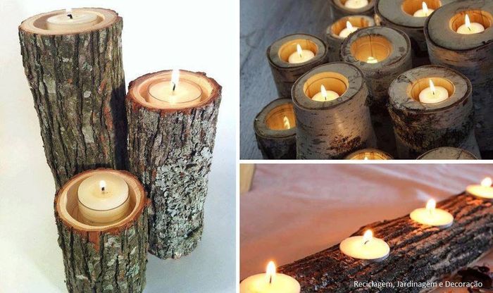 Velas en tronco