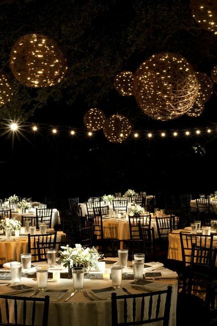 Decoración boda de noche