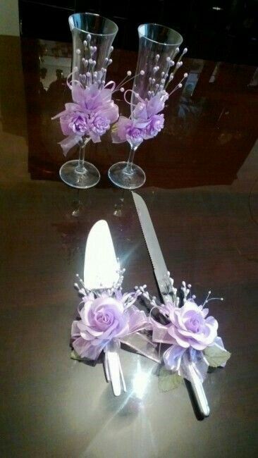  Copas para los novios 🍷🍷 con detalles en morado 👰😍 - 1