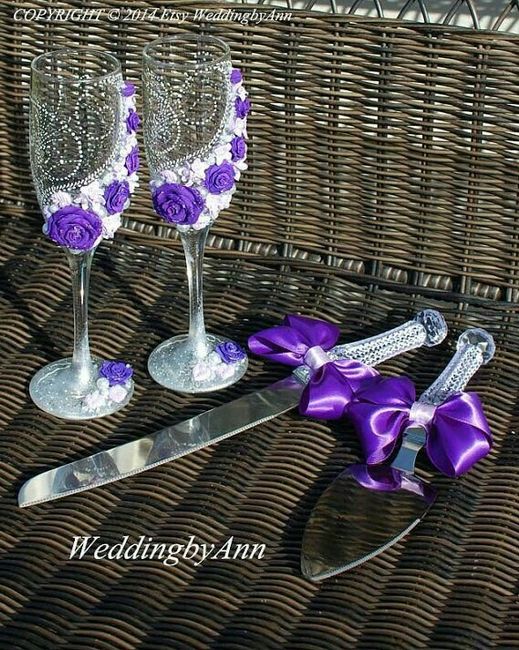  Copas para los novios 🍷🍷 con detalles en morado 👰😍 - 6