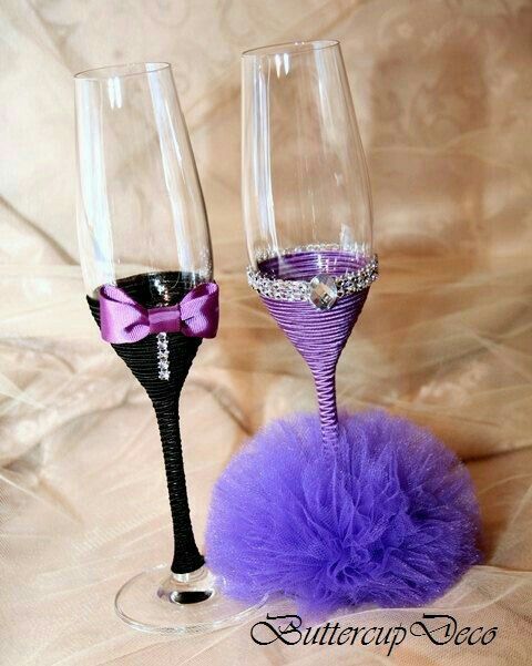  Copas para los novios 🍷🍷 con detalles en morado 👰😍 - 7