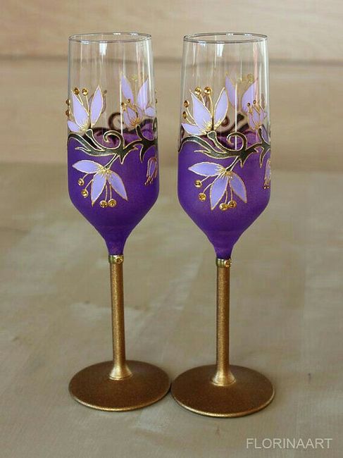  Copas para los novios 🍷🍷 con detalles en morado 👰😍 - 9