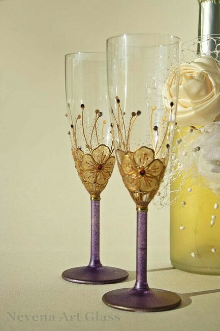  Copas para los novios 🍷🍷 con detalles en morado 👰😍 - 10