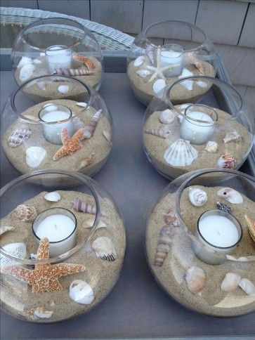 Centros de mesa con arena de mar y conchas !!! 3