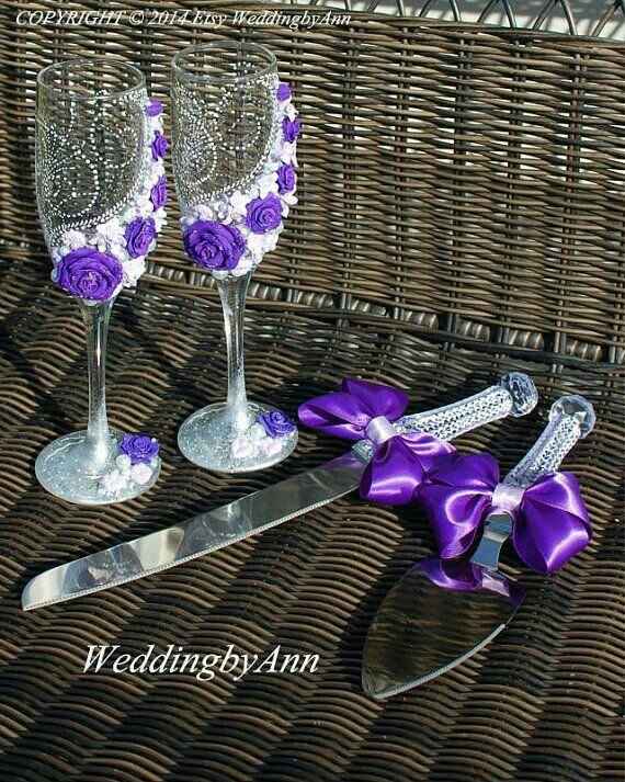  Copas para los novios 🍷🍷 con detalles en morado 👰😍 - 6