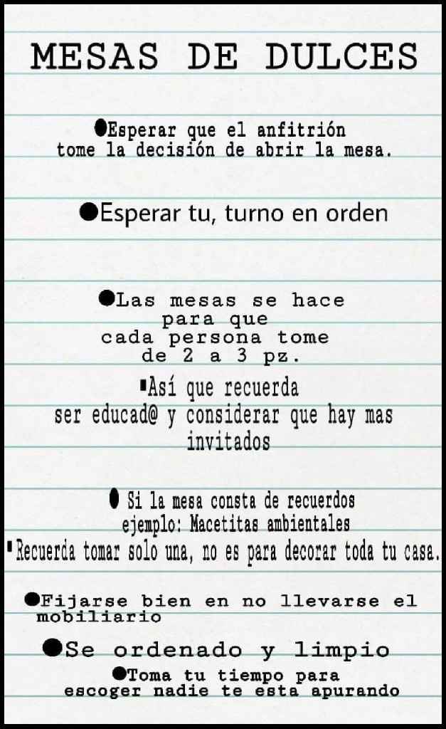 Reglas mesa de dulces - 1