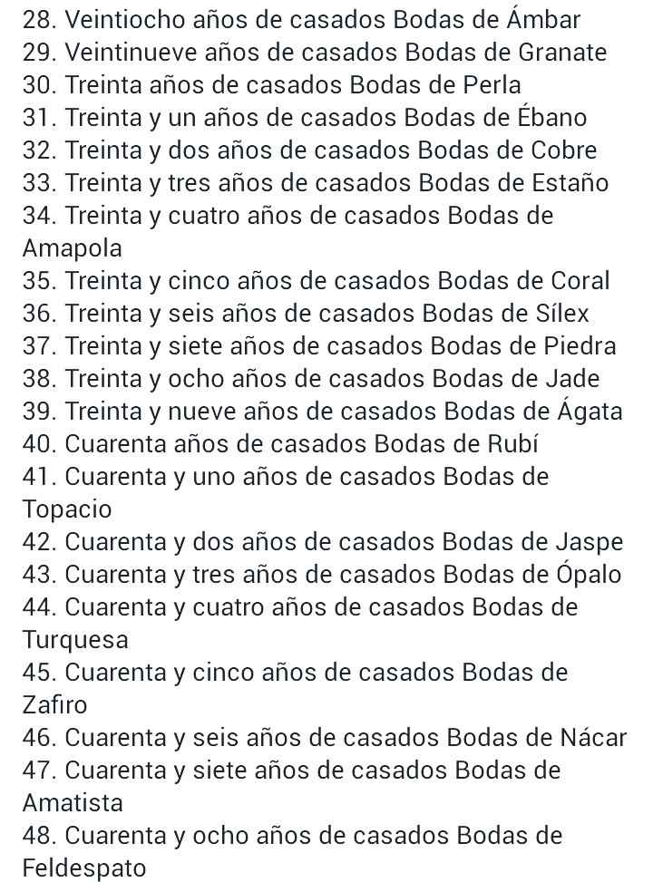 Significados de anibersarios de matrimonio!! - 2