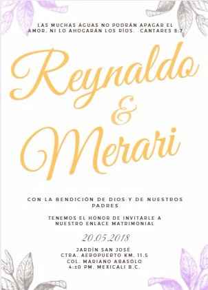 Está sería la invitación formal (familiar en sobre corte laser)