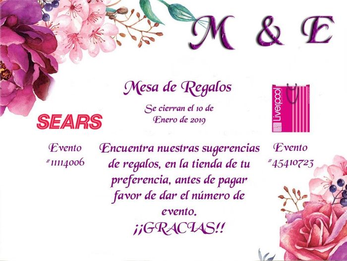 mesa de regalos