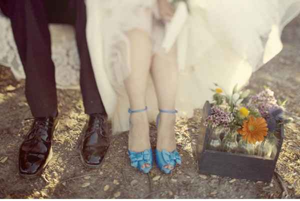Zapatos de novia en azul
