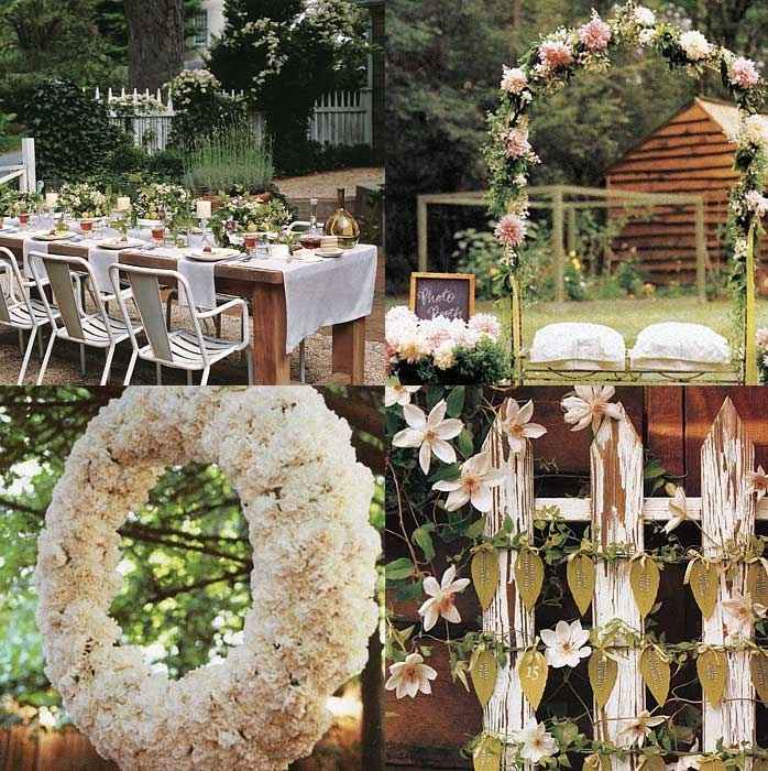 Decoración para una boda en un jardín