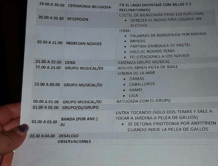 Itinerario de boda 10