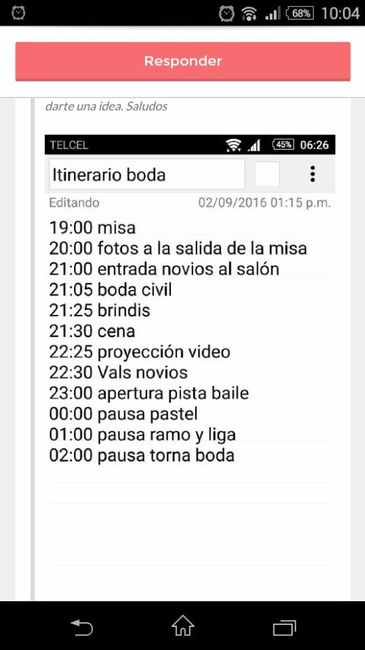 Itinerario de boda 11