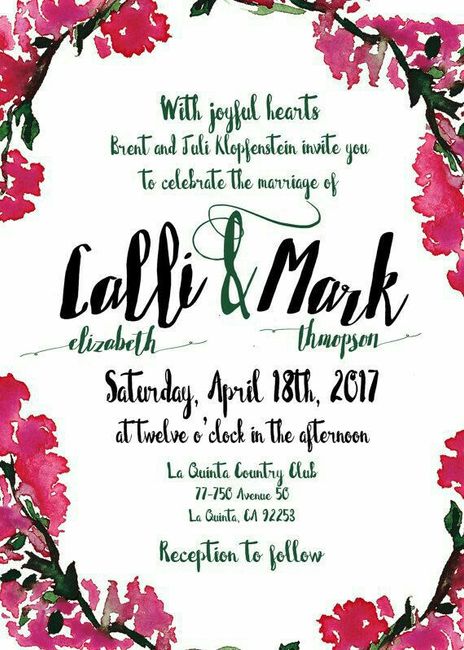 Invitaciones en color Bugambilia 6