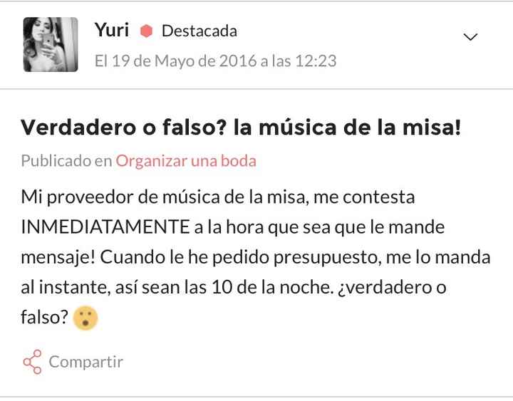 Resultados de verdadero o falso (música de la misa!) - 1