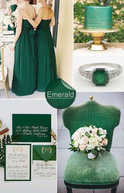 Combinación de colores verdes esmeralda y tinto - 3