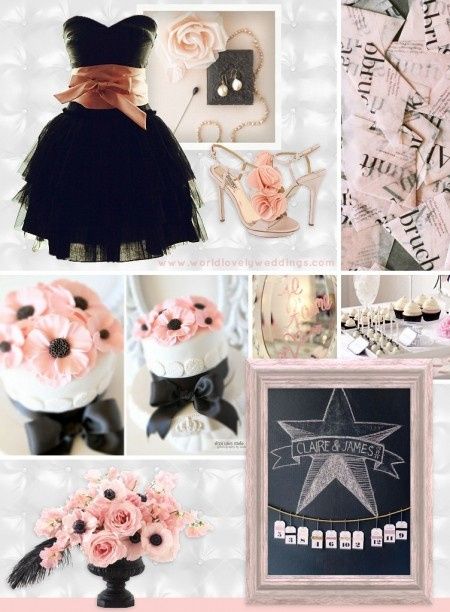boda negro, rosa 
