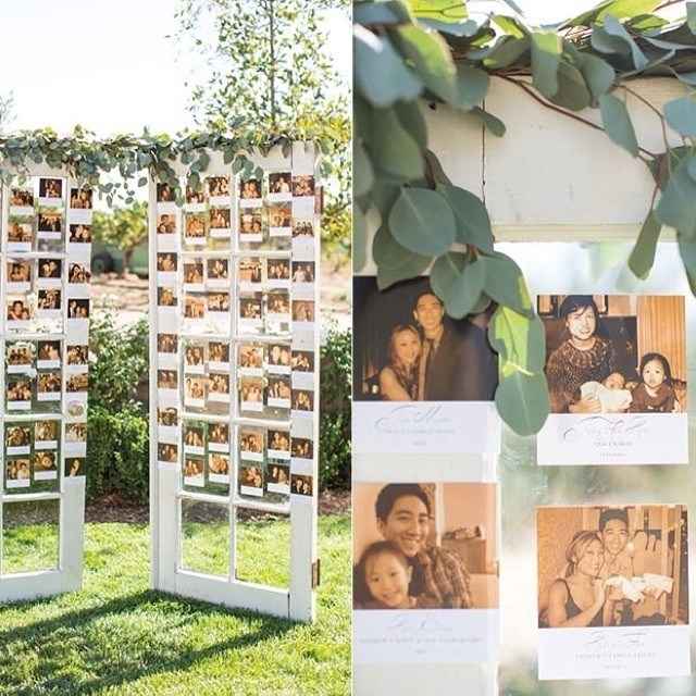Seating para una boda hecho con fotografías
