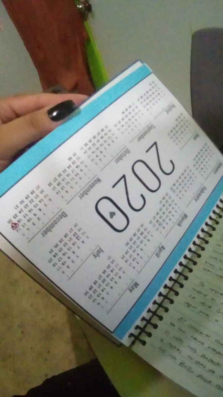 Calendario del año de la boda, marqué con un ♥ la fecha.