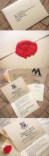 Invitaciones con sello de hogwarts