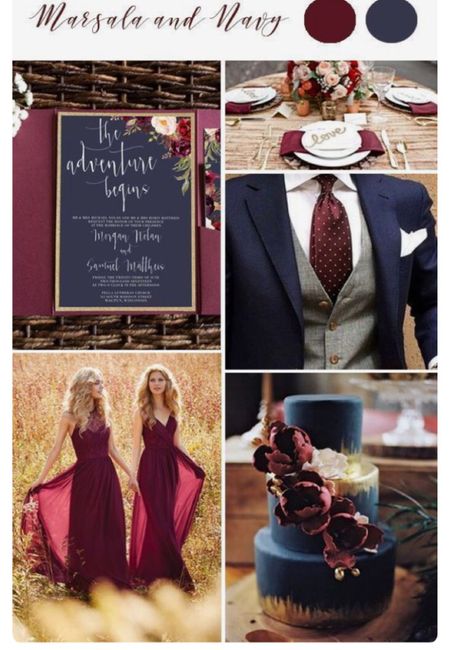 Combinación de colores en azul y marsala - 4