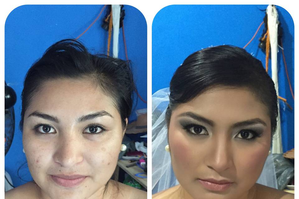 Maquillaje y peinado de novia