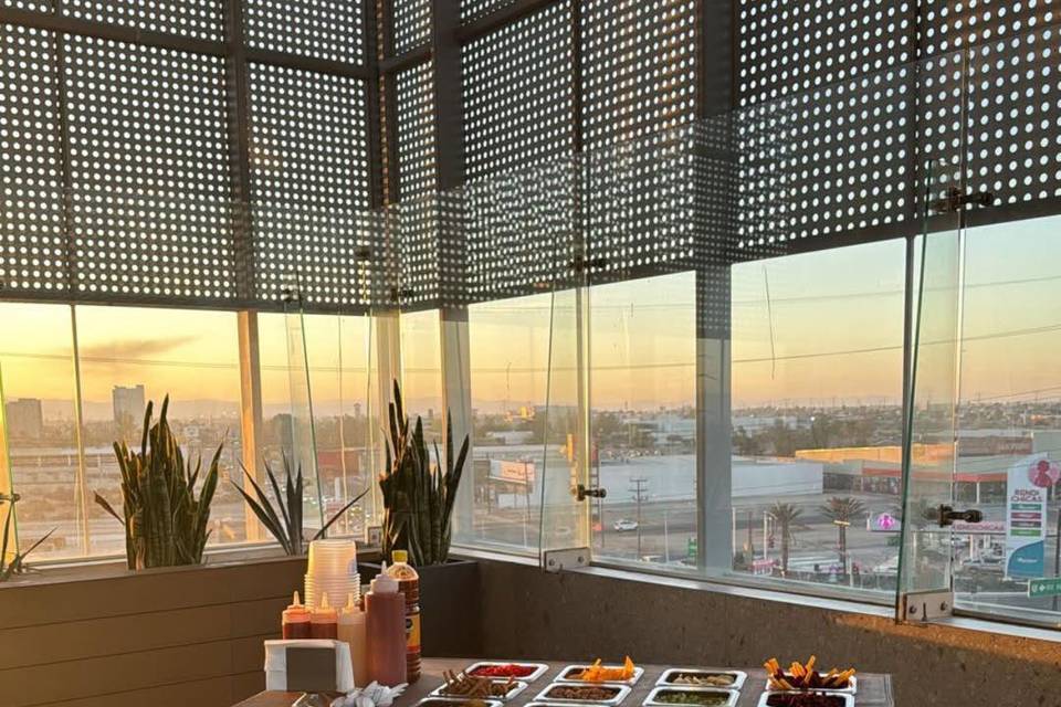 Terraza con snacks
