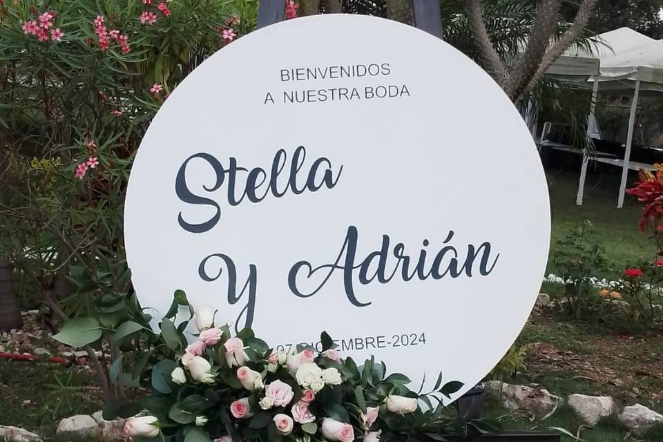 Caballete de bienvenida