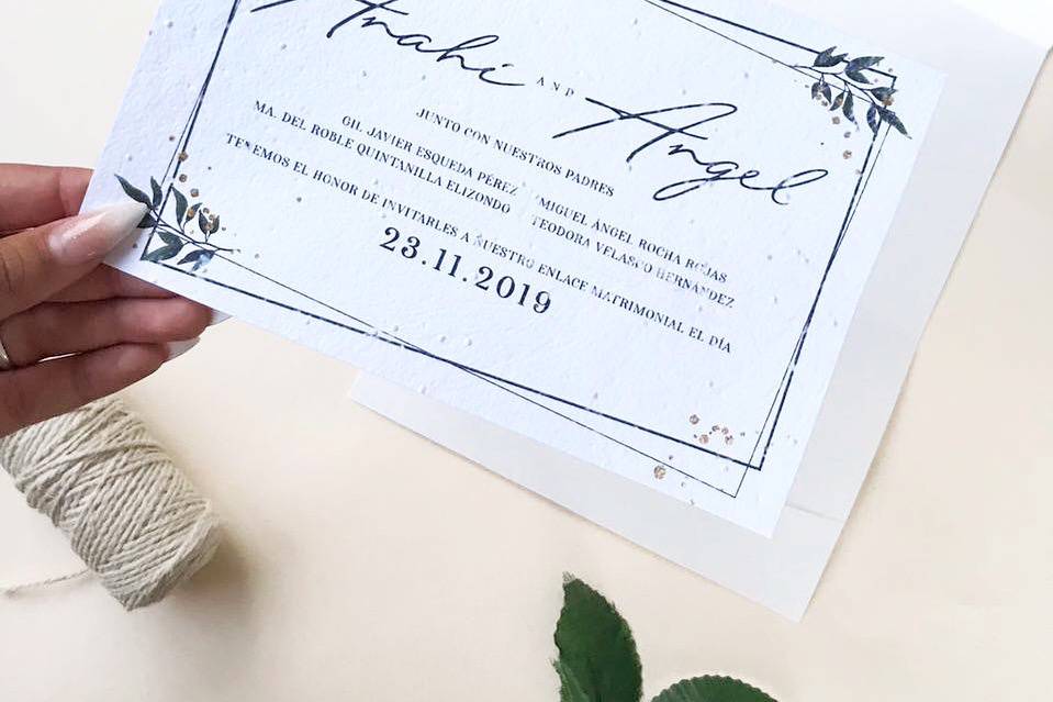 Invitación en papel semilla