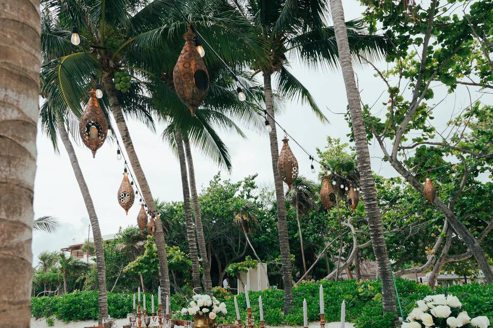 Tropical wedding reception