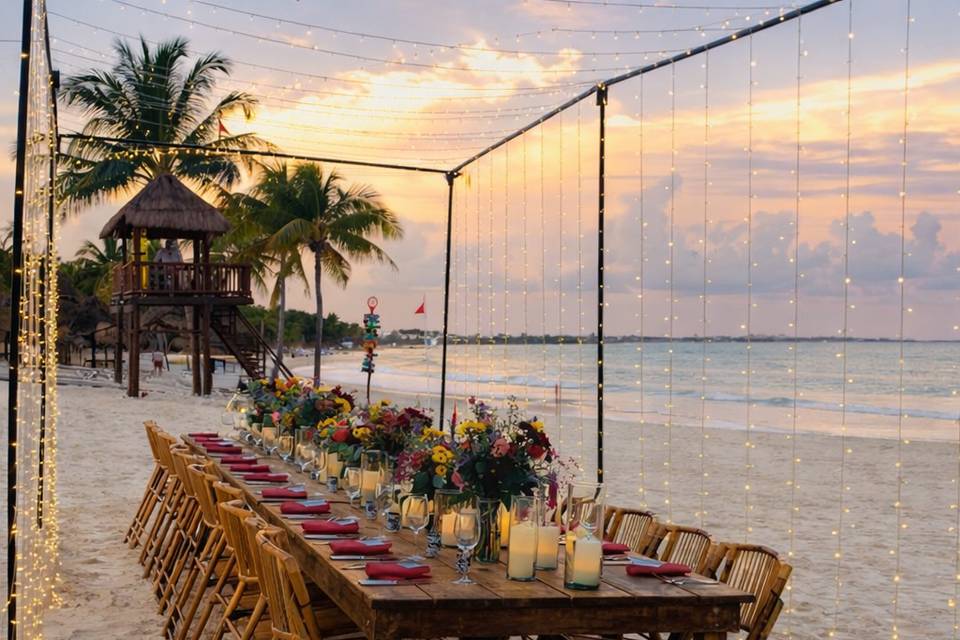 Cena intima al atardecer