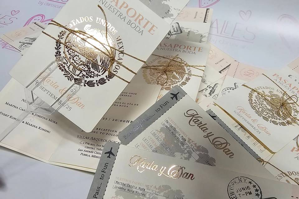 Invitacion pasaporte con foil