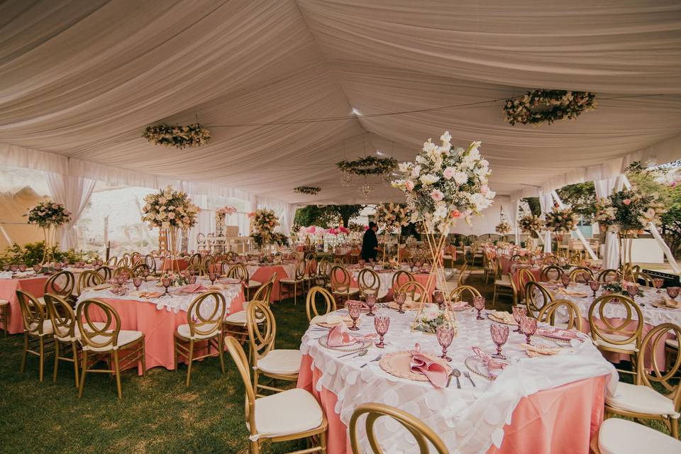 Decoración boda en rosa