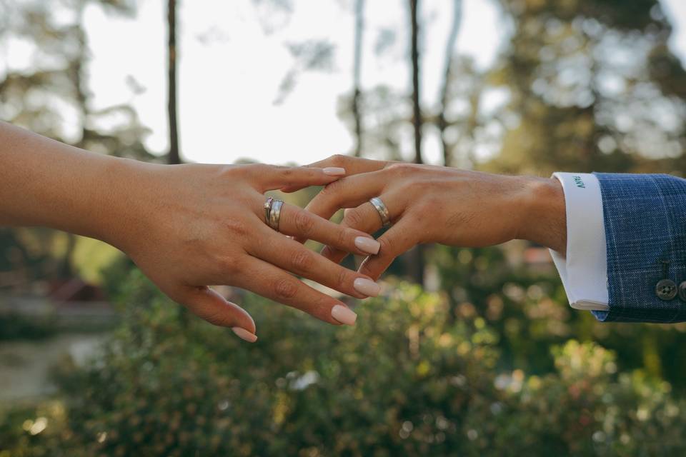 Manos con anillos de boda