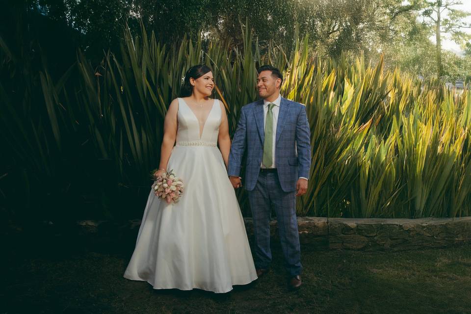 Novios tomados de la mano