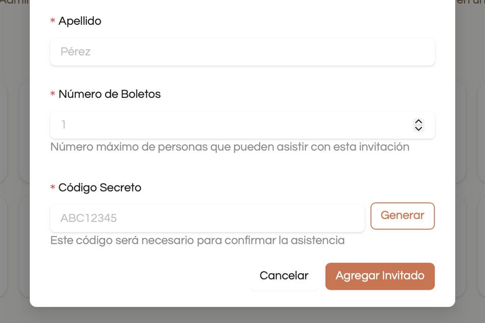 Agregar un invitado