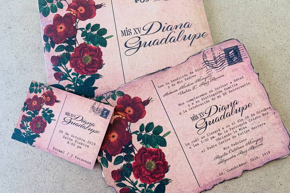 Pink and Green Invitaciones