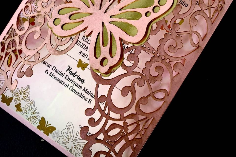 Pink and Green Invitaciones