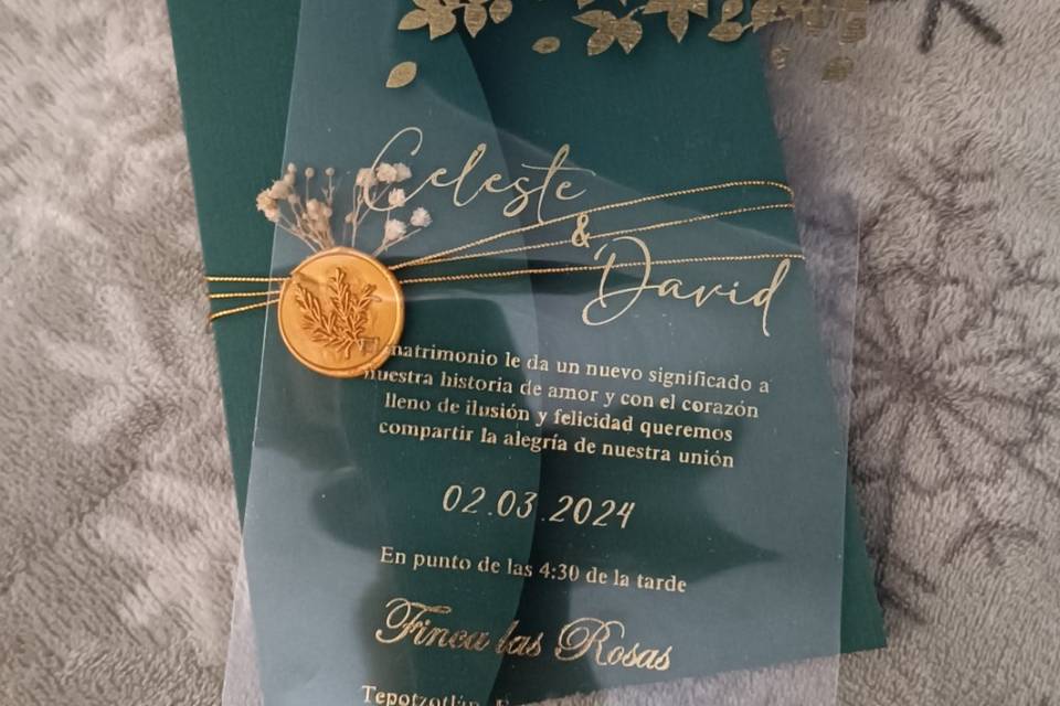 Invitación Acetato Celeste