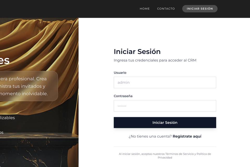 Inicio de sesion dashboard