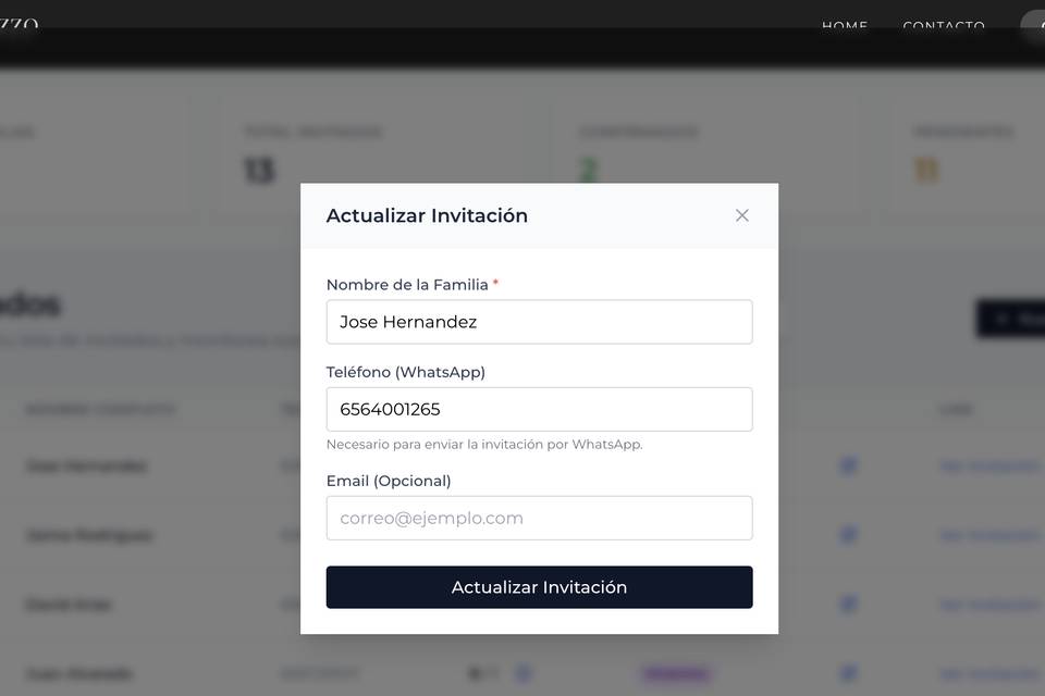 Edicion de acompañantes