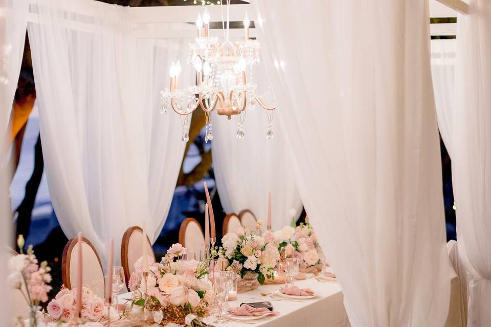Tela y candelabros