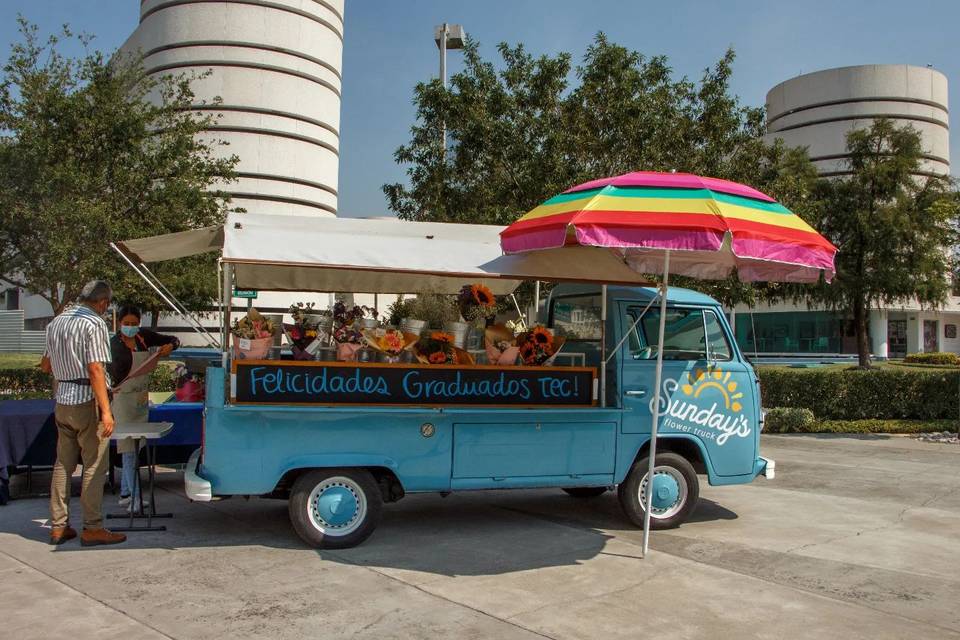 Combi azul con flores