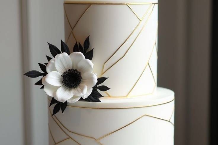 Pastel minimalista en blanco, dorado y negro
