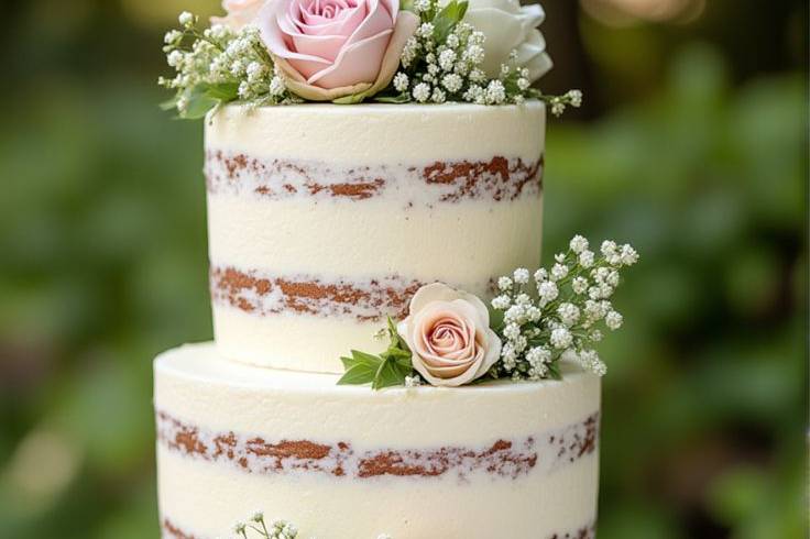 Naked cake de tres pisos