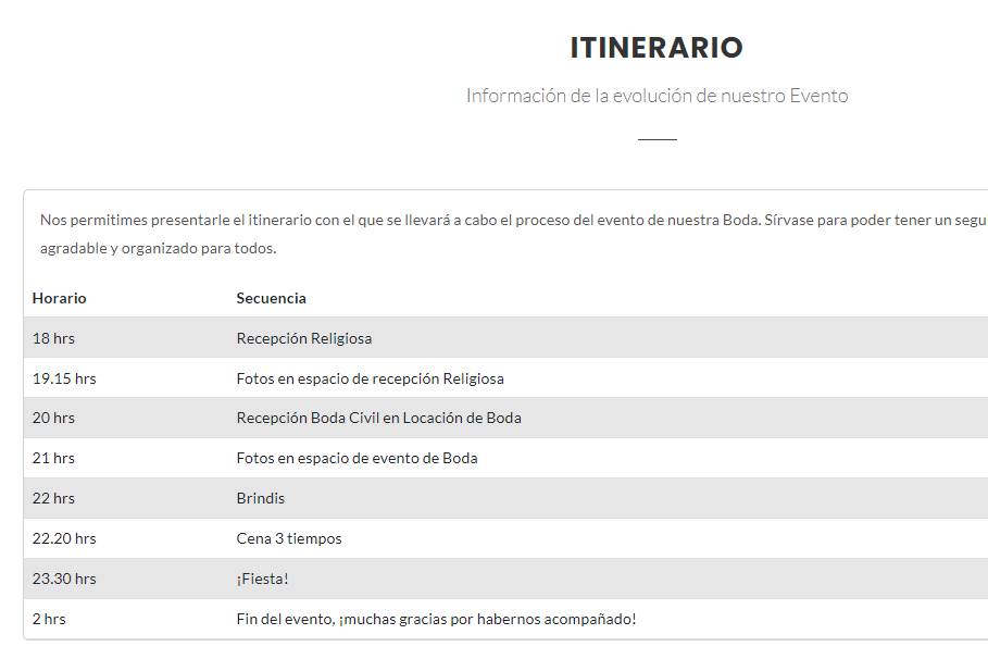 Sección: itinerario