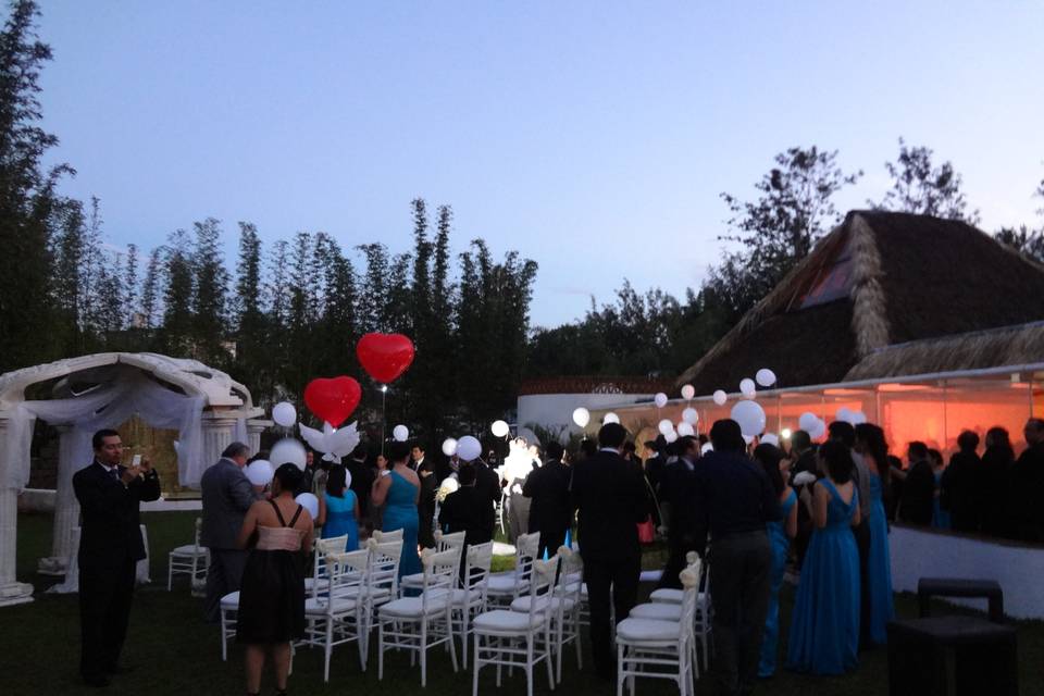 Globos boda en jardín