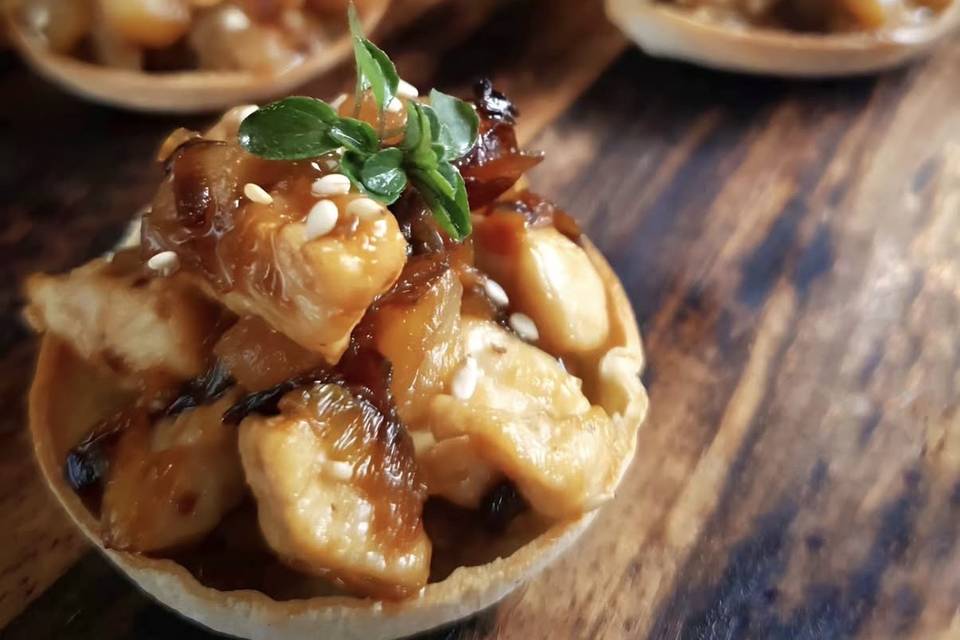 Tartaleta de maíz con salteado